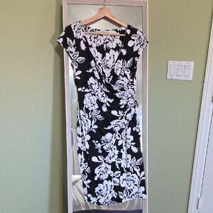 Chic Black and White Floral Midi Dress